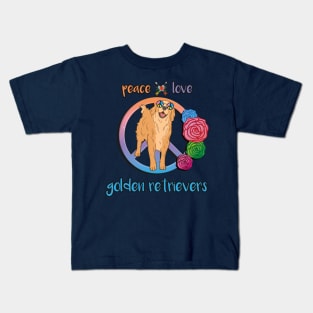 Peace Love Golden Retrievers Kids T-Shirt